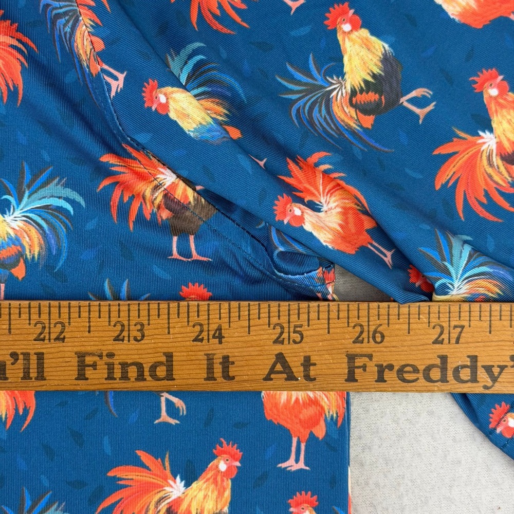 Waggle Maui Golf Polo Shirt Mens‎ 2XL Blue Rooster Print Performance - Picture 8 of 10